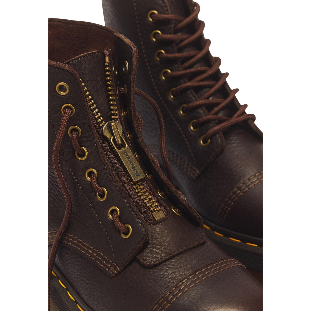 Anfibi platform donna Dr. Martens Sinclair marroni – Stivali in pelle con zip e suola Quad 44348200.