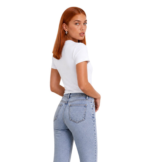 T-shirt Donna Bianca Calvin Klein Jeans; 100% Cotone. Taglio regular fit, maniche corte e scollo tondo. Stampa frontale nera logo 'Established 1968', tessuto leggero stile casual-chic. Vista posteriore 