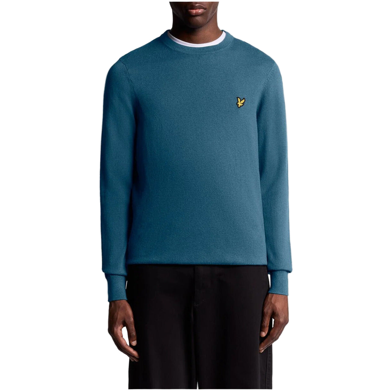 Lyle & Scott Maglia Uomo Blu Scollo Tondo Manica Lunga Cotone Lana Merino Autunno Inverno KN2110VC