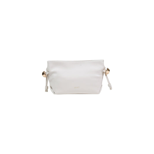 Borsa Hobo Liu Jo ECS S; 100% Poliuretano Bianco. Silhouette morbida, chiusura con zip, dettagli metallici e coulisse. Borsa donna piccola, versatile e 4 stagioni. Vista frontale 