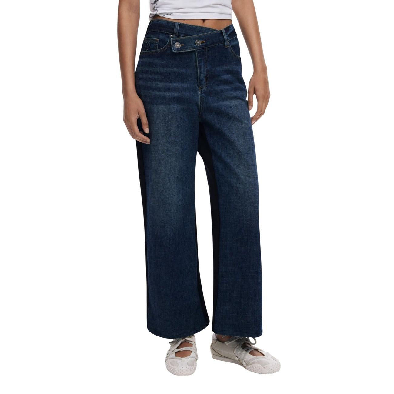 Desigual Jeans Donna Blu con Zip Bottone Tasche Anteriori Posteriori in Cotone 82% Poliestere 16% Viscosa 1% Elastan 1% Autunno/Inverno 25WWDD14