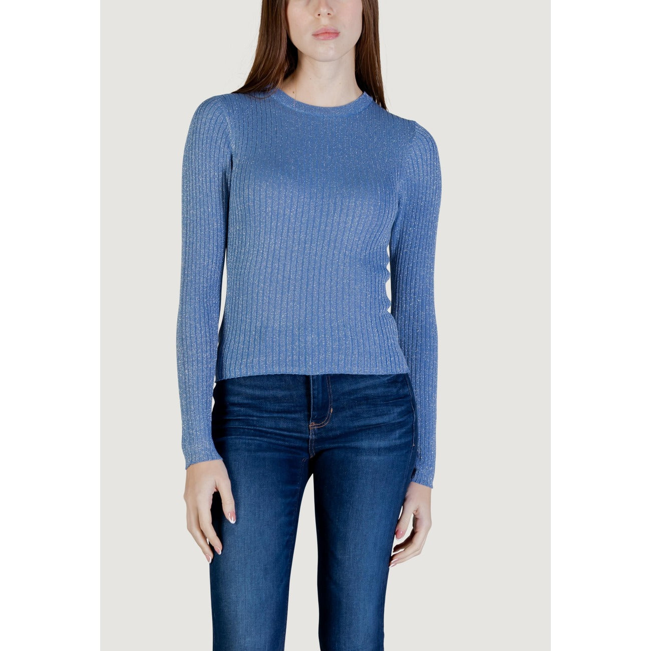 Jacqueline De Yong Maglia Donna Bordeaux Maniche Lunghe Scollo Tondo - Maglia Viscosa Sintetico