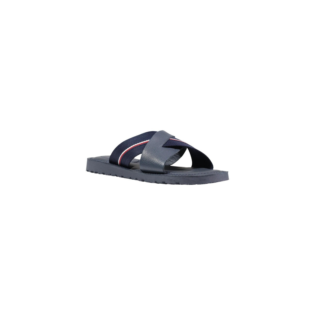 Sandali Tommy Hilfiger Cross-Nappa; 100% Pelle. Fasce incrociate, plantare imbottito, suola 2 cm antiscivolo. Slide donna ultra-morbida e traspirante per la PE26. Vista frontale 