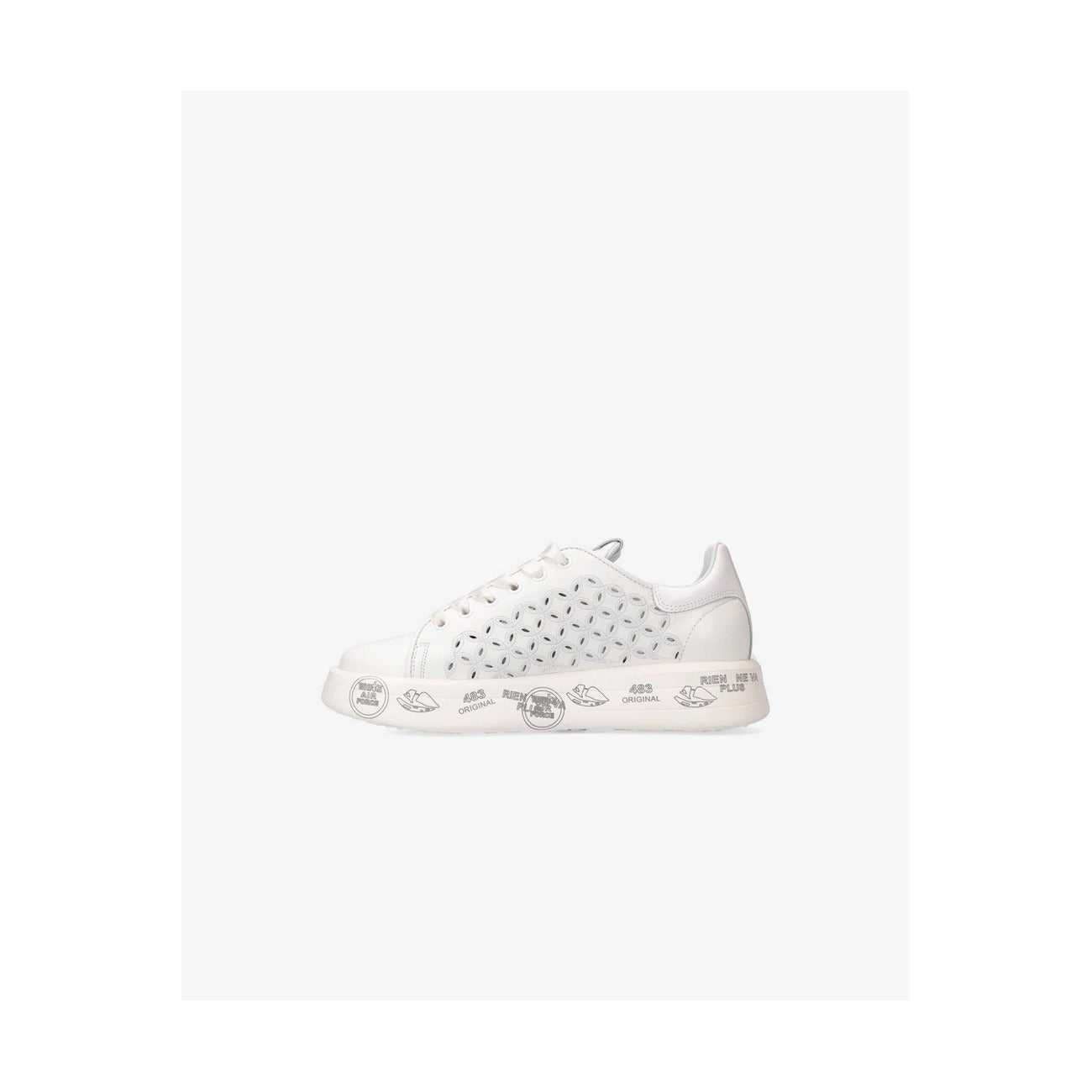 Premiata Sneakers Donna Bianche in Pelle con Lacci Scarpe Basse Sportive - Sneakers Pelle