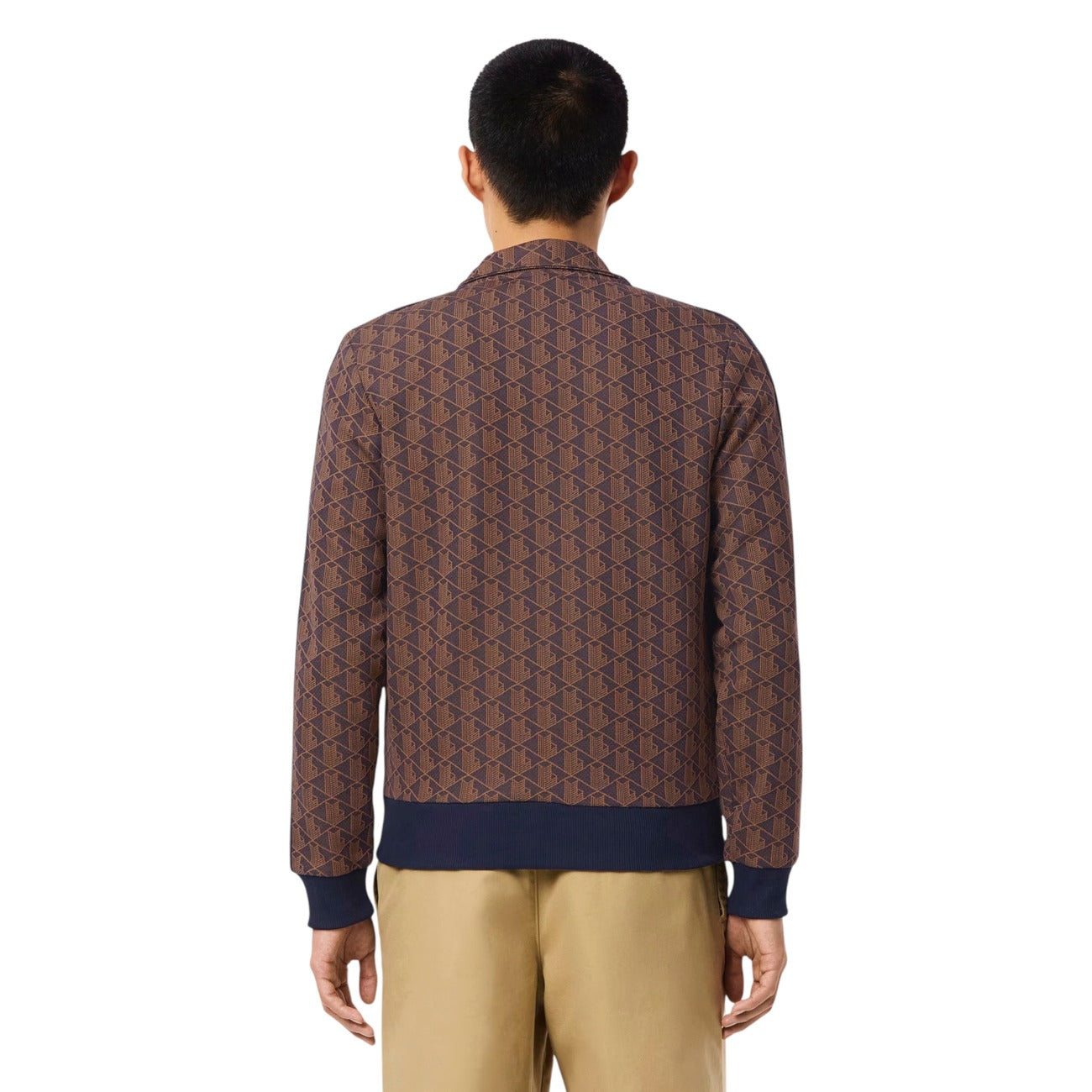 Lacoste Felpa Zip Uomo Marrone Cerniera Manica Lunga Scollo Alto Tasche Cotone Poliestere Poliammide Autunno Inverno SH1368-00