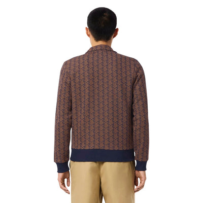 Lacoste Felpa Zip Uomo Marrone Cerniera Manica Lunga Scollo Alto Tasche Cotone Poliestere Poliammide Autunno Inverno SH1368-00