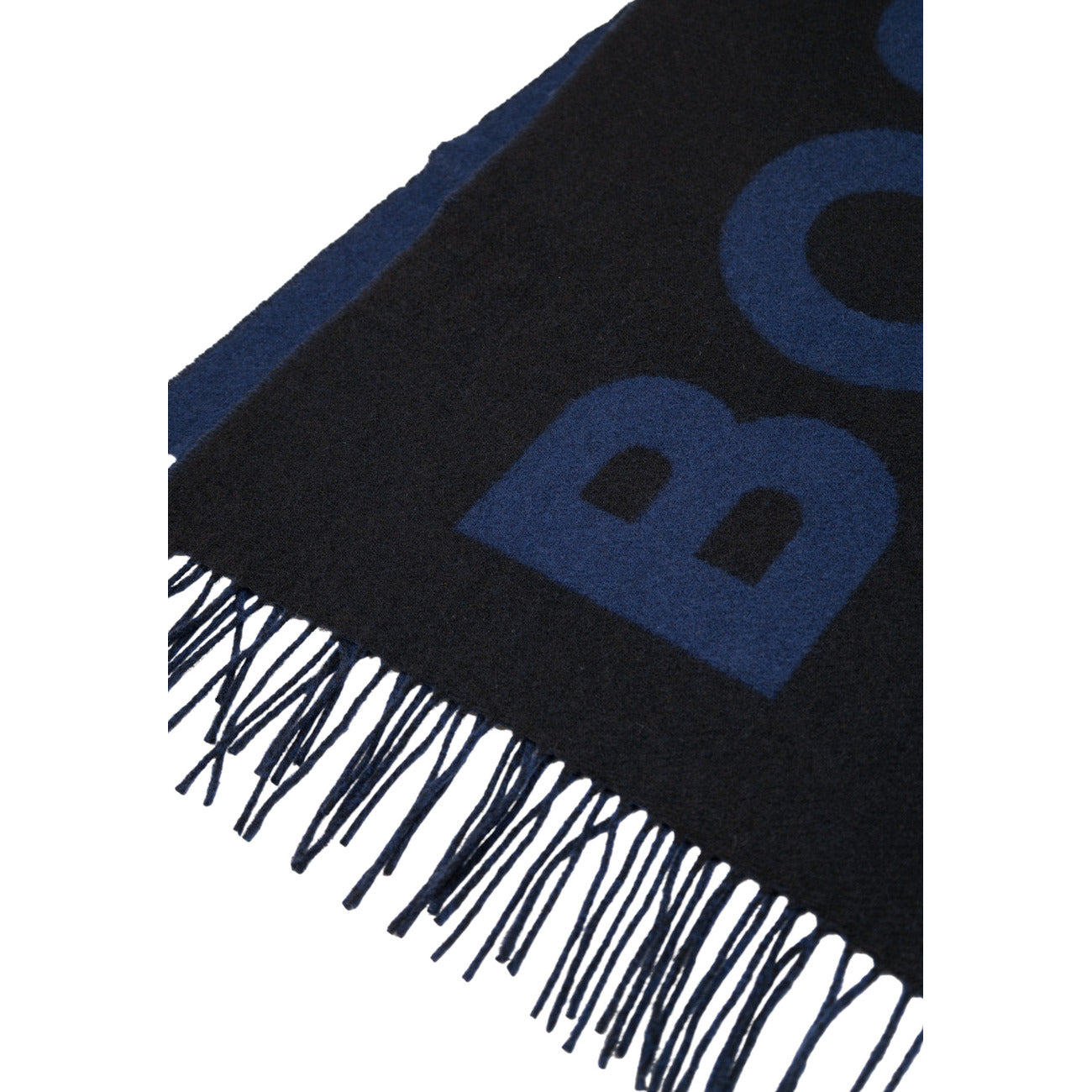 Boss Men's Black Scarf with Print - Wool Scarf 180x35cm Autumn Winter