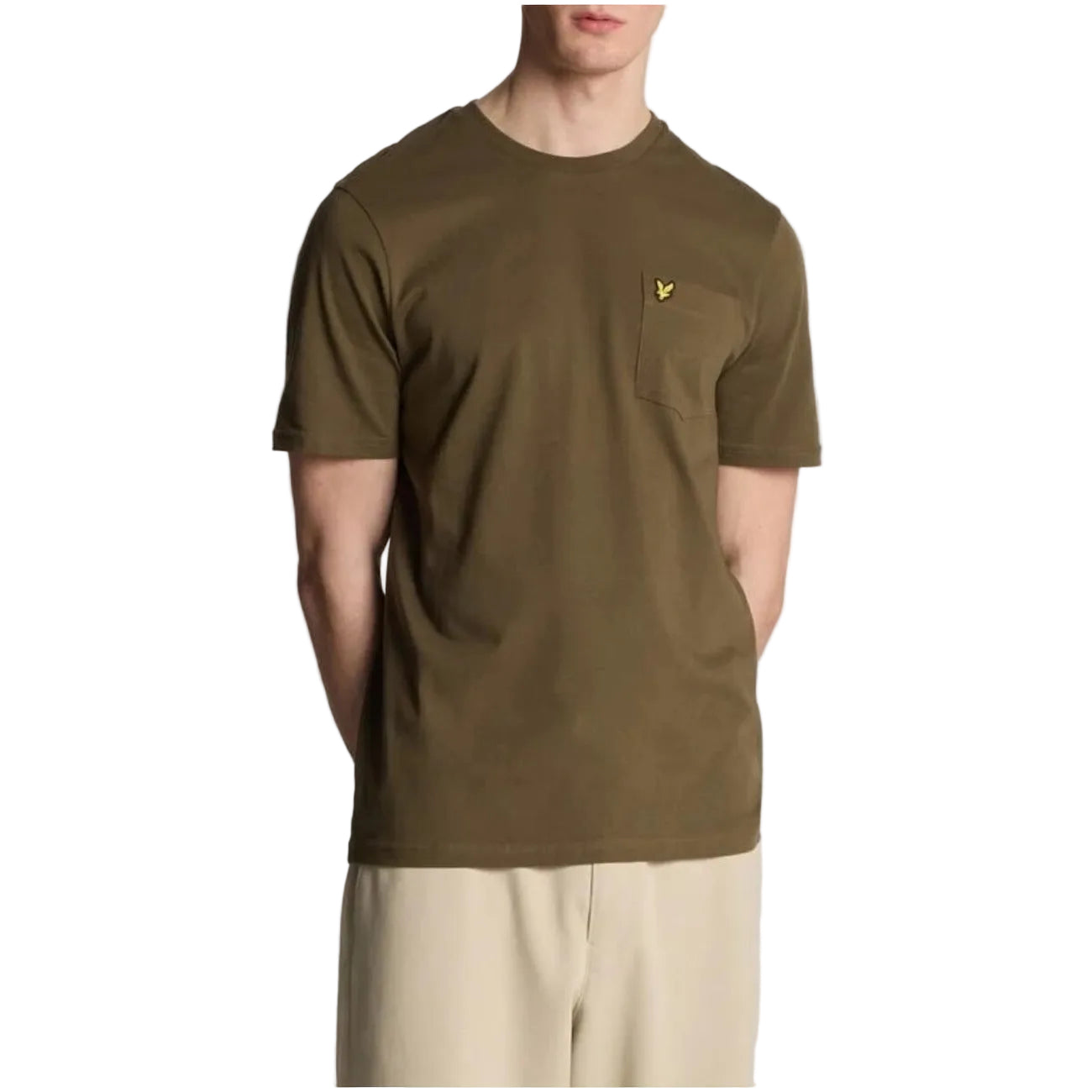 Lyle & Scott T-Shirt Uomo Azzurra Stampa Tasca Manica Corta Scollo Tondo 100% Cotone Primavera/Estate TS2022V