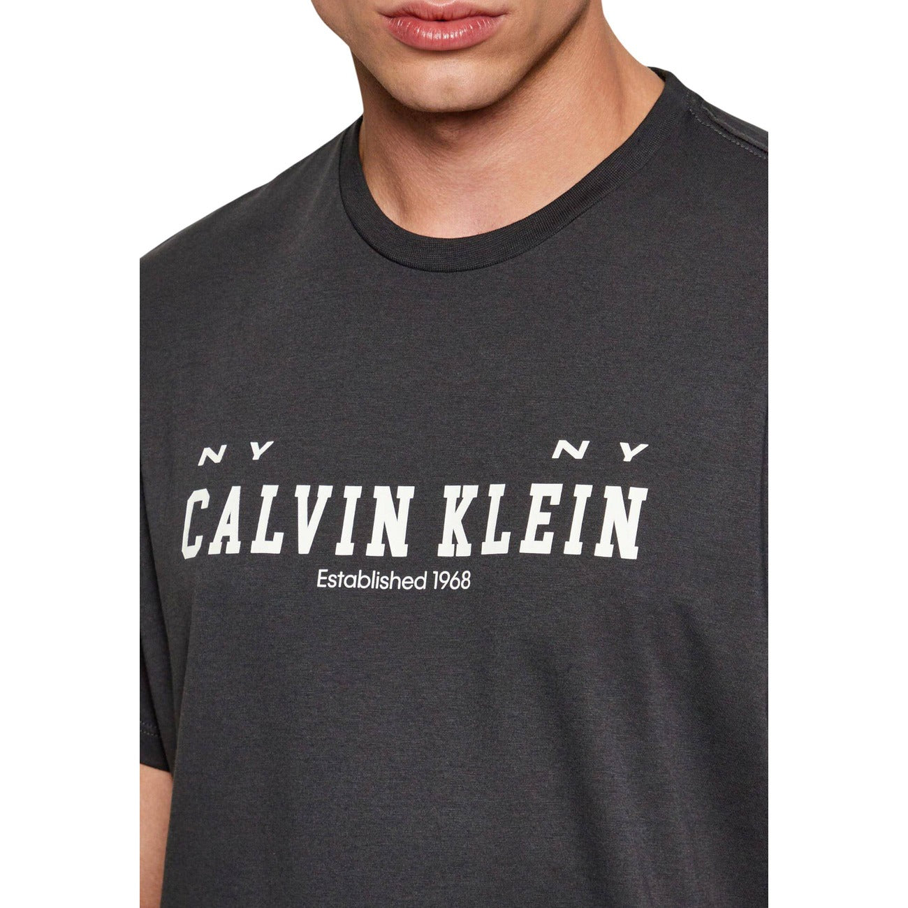 Calvin Klein Jeans T-Shirt Uomo Nero Stampa Maniche Corte Scollo Tondo Cotone 100% Primavera Estate LV14RE817G