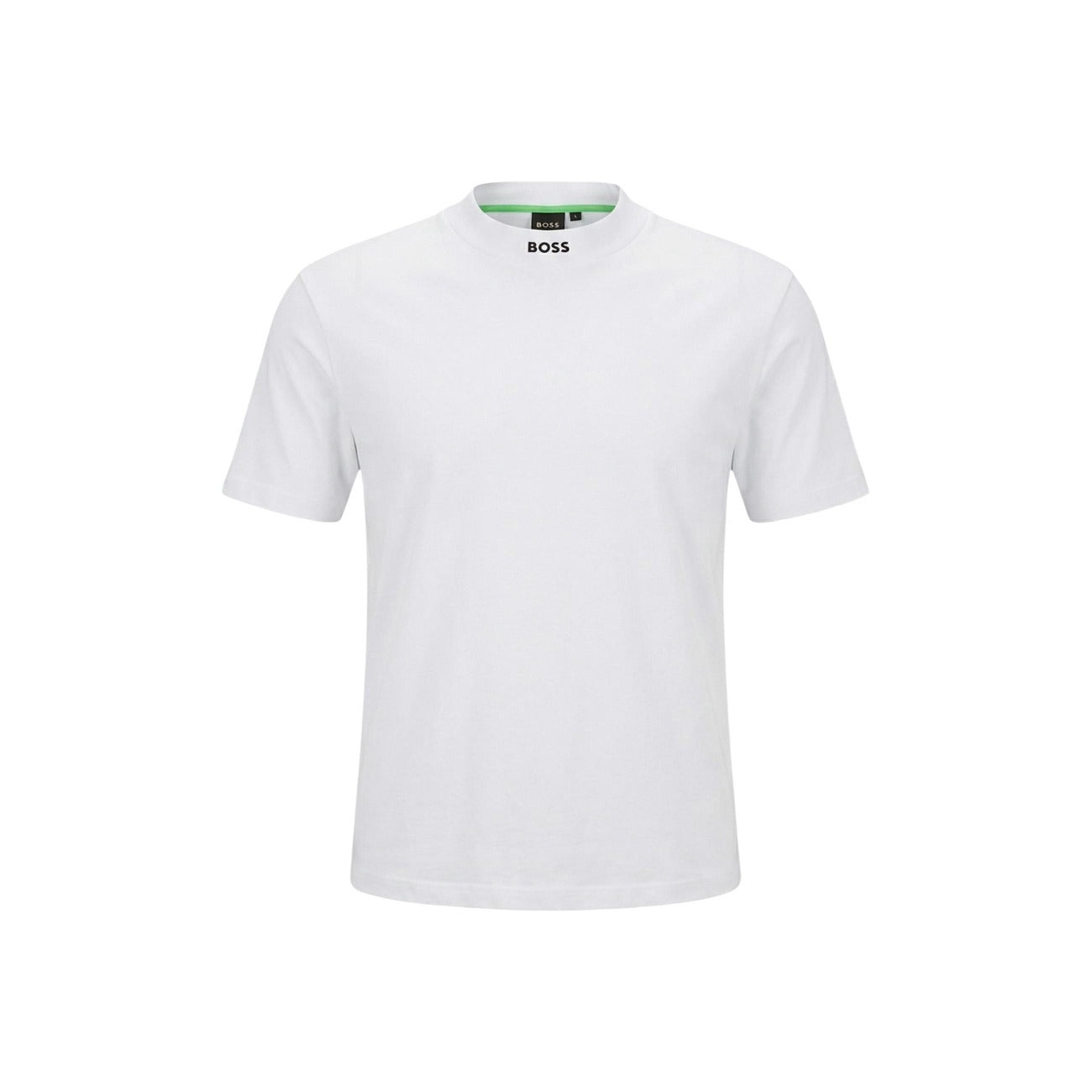 BOSS T-shirt Bianca Coreana; 95% cotone, 5% elastan, dettaglio ricamo, traspirante. L'essenziale premium dal taglio contemporaneo. Vista frontale stesa 