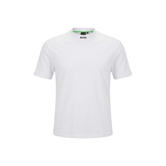 BOSS T-shirt Bianca Coreana; 95% cotone, 5% elastan, dettaglio ricamo, traspirante. L'essenziale premium dal taglio contemporaneo. Vista frontale stesa 