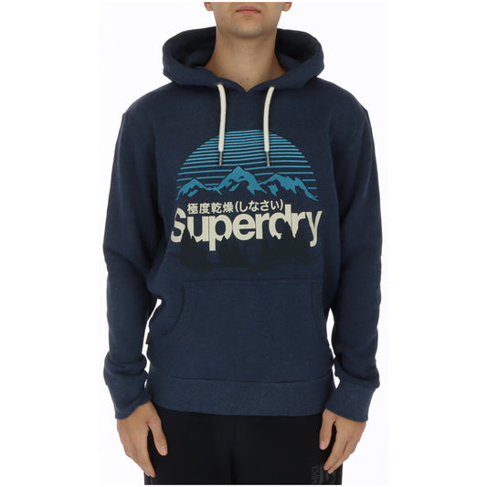 Superdry Felpa con Cappuccio Uomo Blu Stampa Maniche Lunghe Tasche Anteriori Acrilico 14% Cotone 50% Poliestere 36% Autunno Inverno M2013146A