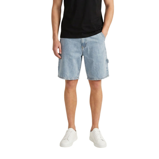 Bermuda Only & Sons Onsfade Carp; Blu Denim. 100% Cotone. Modello Carpenter con tasche patch, passante laterale e vestibilità relax. Stile casual e urbano, collezione Primavera/Estate 2026. Vista frontale 