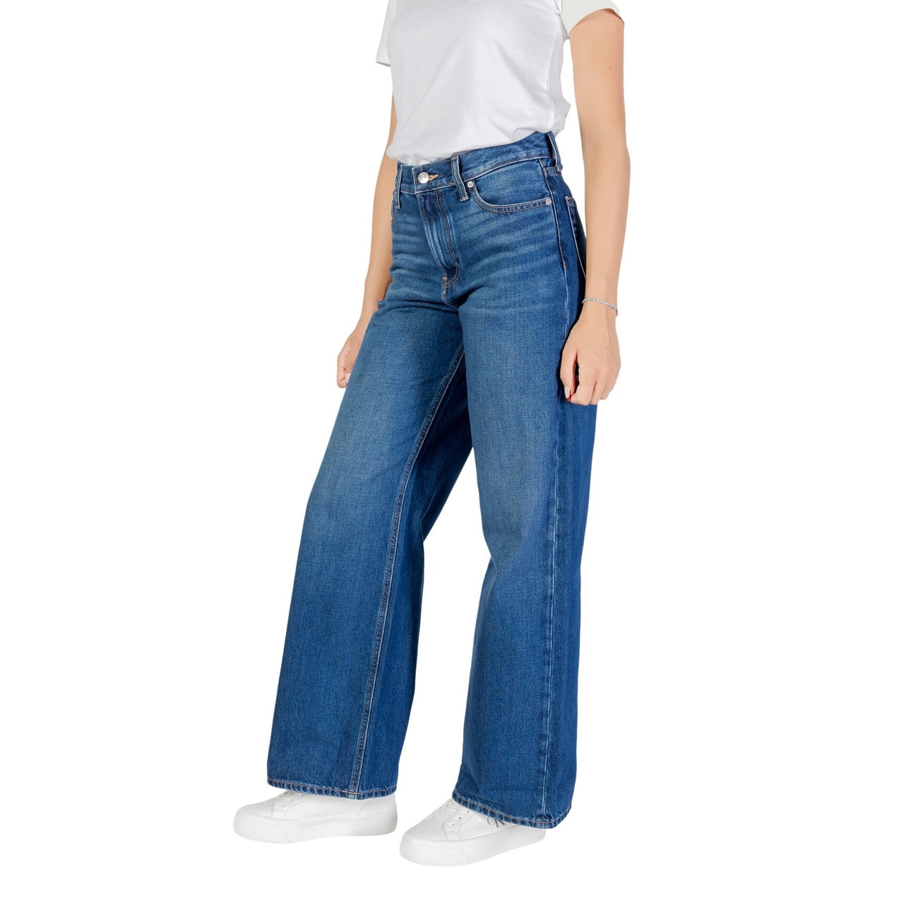 Calvin Klein Jeans Jeans Donna Blu con Zip Bottone Tasche Anteriori Posteriori in Cotone 100% Autunno/Inverno LV047D716G