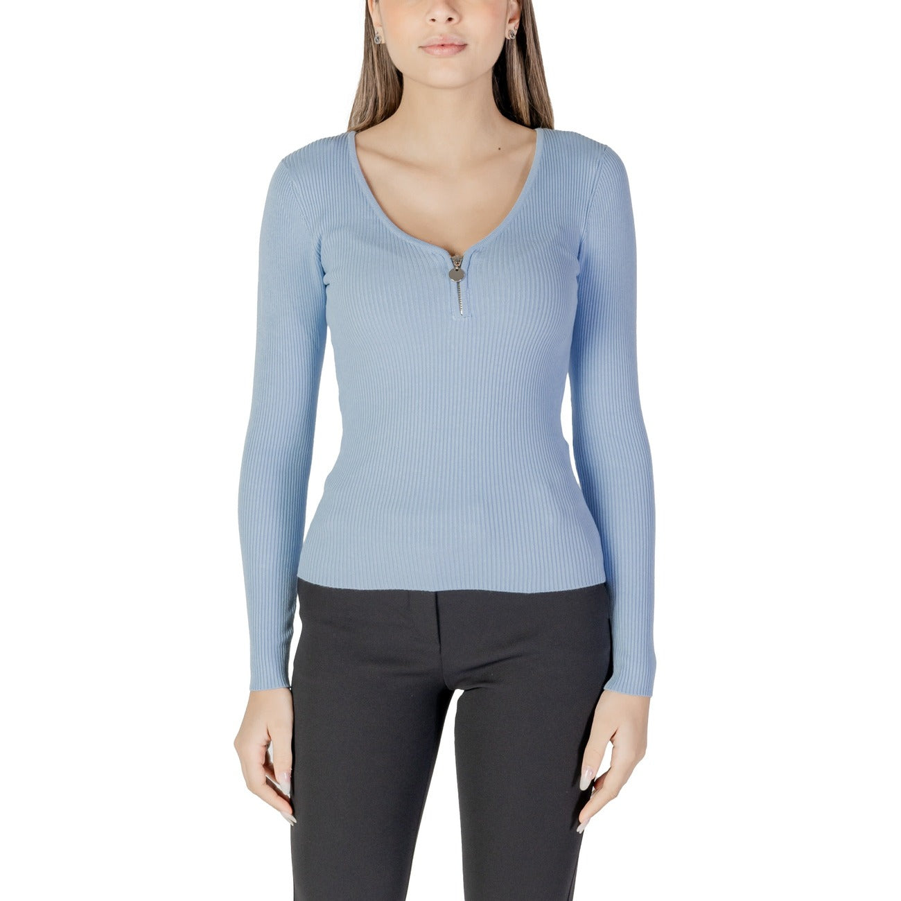 Morgan De Toi Maglia Donna Rossa in 78% Viscosa 22% Poliammide con Cerniera a Manica Lunga Scollo a V Profondo 232-MBANZA