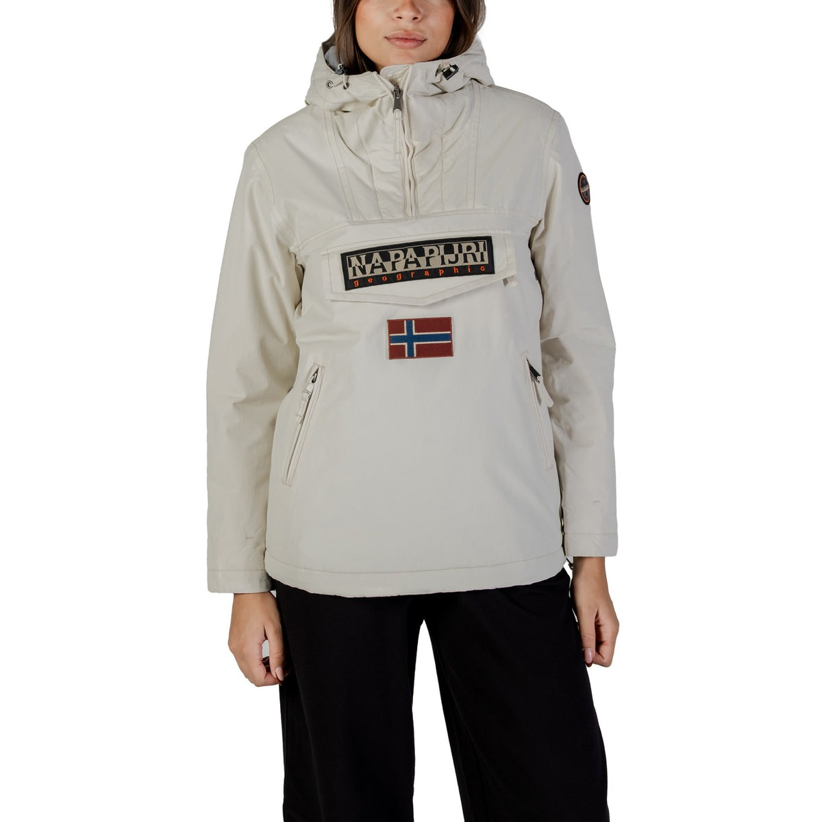 Giacca anorak donna Napapijri Rainforest Winter – Giubbotto beige con cappuccio e tasche RAINFOREST W PKT 4.