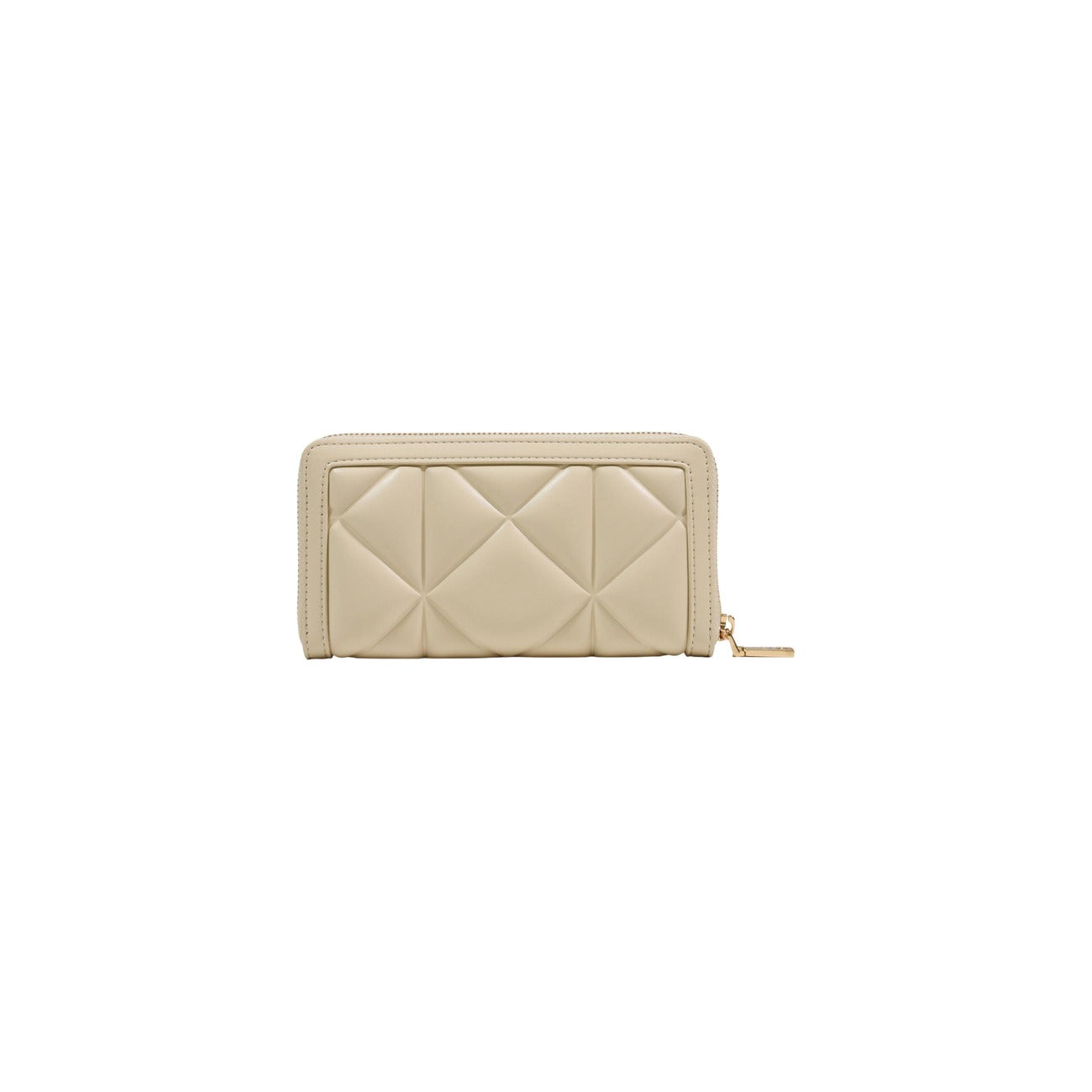 Portafoglio Love Moschino donna bianco grande modello JC5644PP1. Portafogli zip-around trapuntato bianco avorio con logo metallico dorato lucido e scomparti interni per tessere, banconote e monete, stile elegante e chic.
