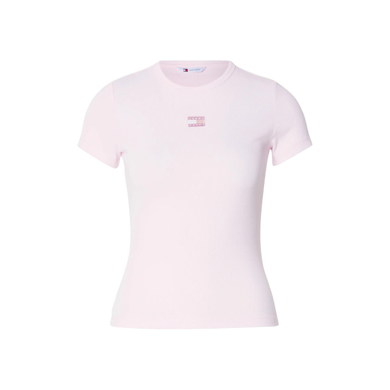 Tommy Hilfiger Jeans T-Shirt Donna Beige Maniche Corte Scollo Tondo Cotone 95% Elastan 5% Autunno Inverno DW0DW17881