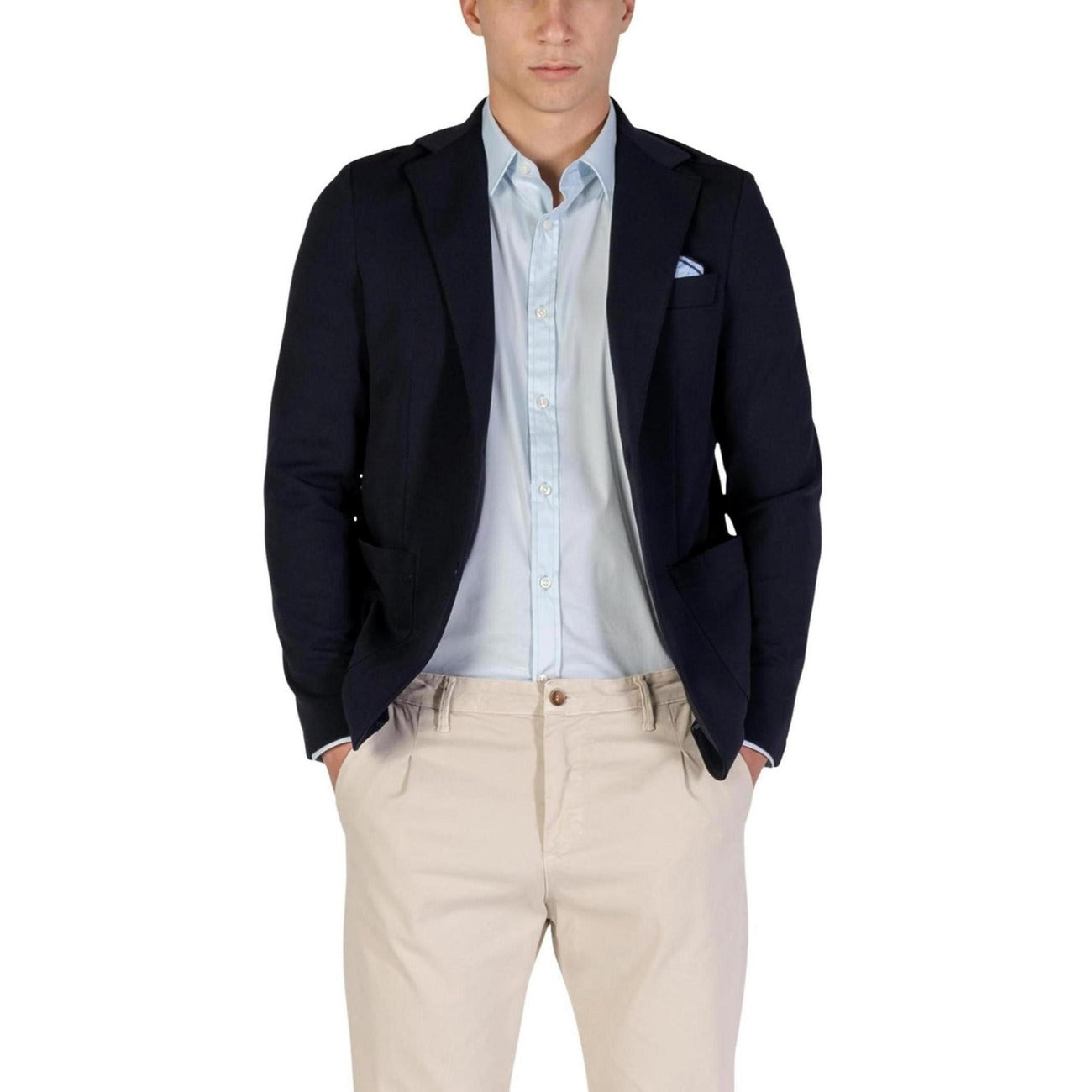 Yos Giacca Uomo Nero Bottoni Manica Lunga Scollo V Bavero Tasche Poliestere Elastan Autunno Inverno GMI - T/103