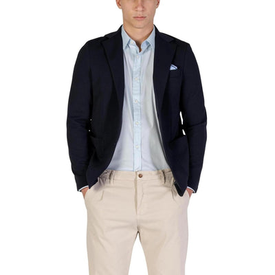 Yos Giacca Uomo Nero Bottoni Manica Lunga Scollo V Bavero Tasche Poliestere Elastan Autunno Inverno GMI - T/103