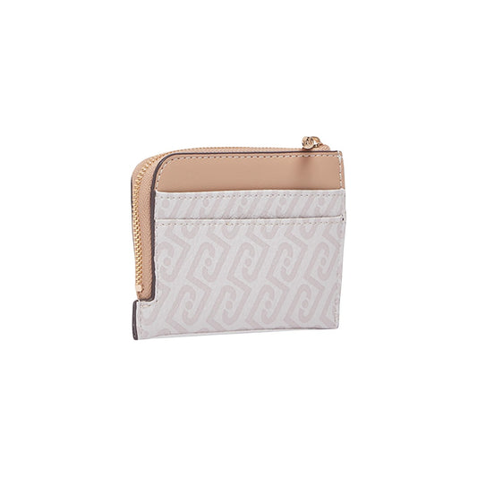 Portacarte Liu Jo S Credit Card Case; 100% Poliestere Beige. Logo all-over, scomparti frontali, chiusura con zip. Accessorio donna compatto, leggero e di tendenza. Vista posteriore 