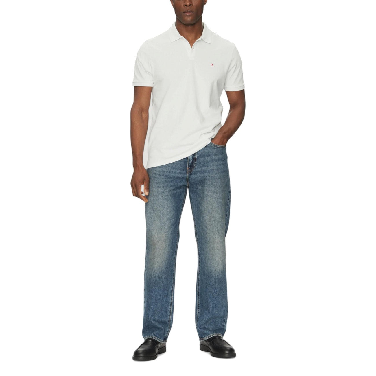 Calvin Klein Jeans Polo Uomo Bianco Bottoni Colletto Polo Scollo Tondo Maniche Corte 100% Cotone Primavera/Estate LV040EM269