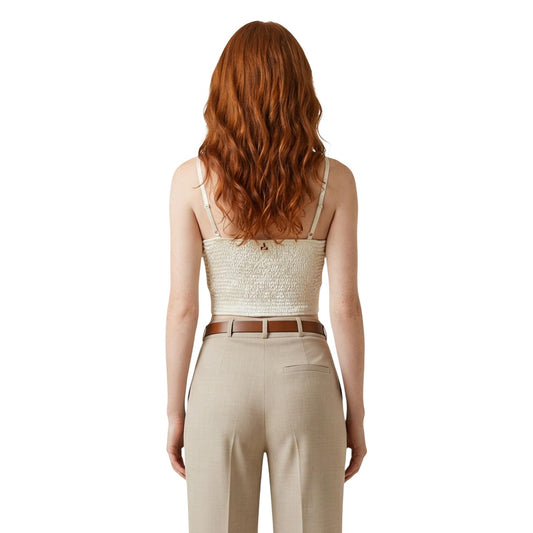 Artigli Bustier Raso e Pizzo ACTP004508; beige chiaro, spalline sottili, 100% poliestere. Il top sensuale e moderno per un look serale d'impatto. Vista posteriore 