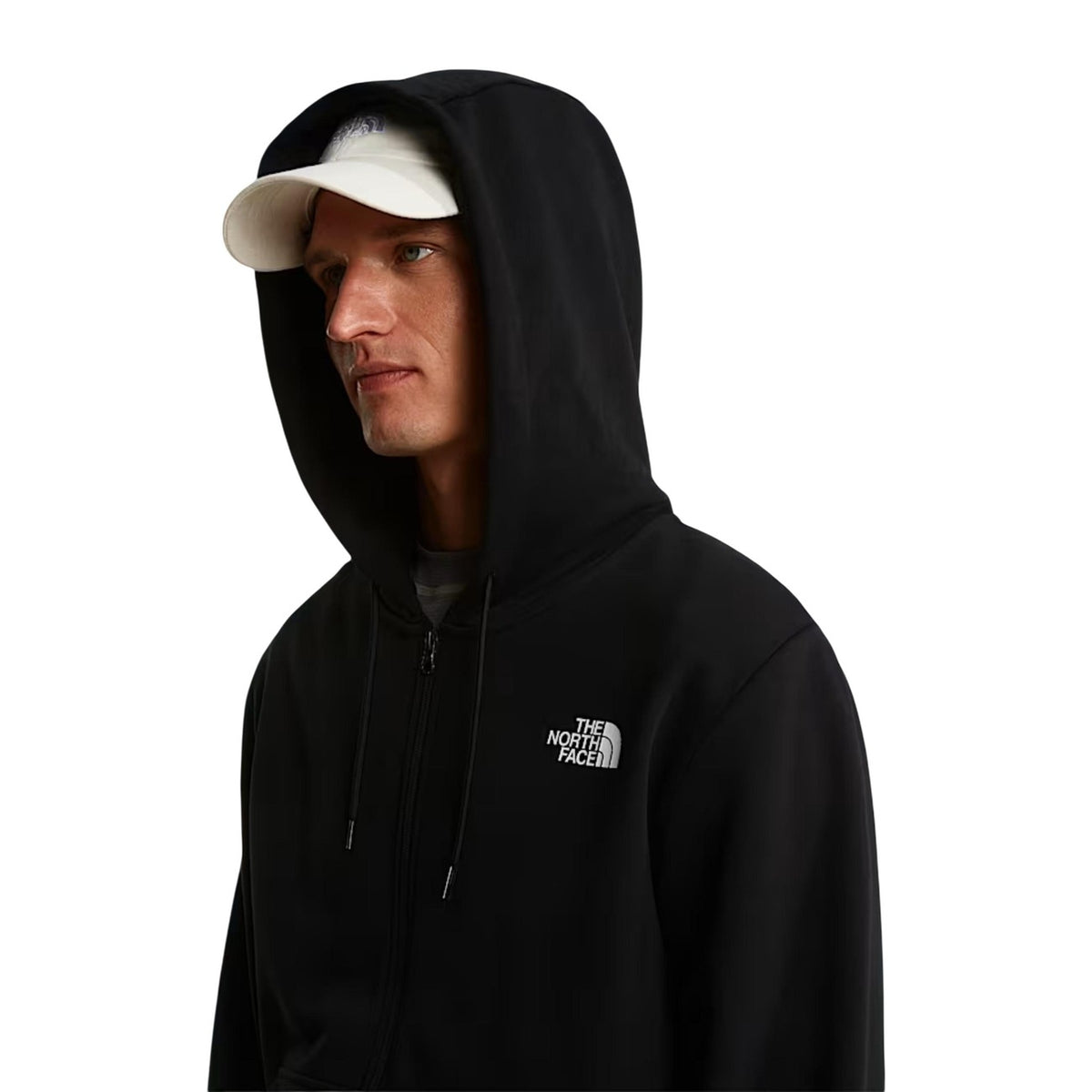Felpa The North Face uomo nera con zip e cappuccio NF0A8EU1 M EVO SD REG FZ HOODIE. Felpa sportiva pesante felpata con cerniera full zip, coulisse, tasche frontali e logo The North Face, abbigliamento uomo autunno inverno
