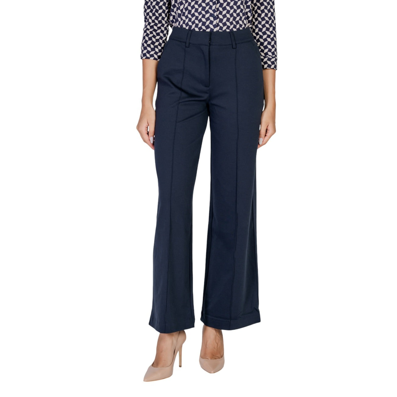 Ichi Pantaloni Donna Nero Monocromo Zip e Bottone 74% Poliestere 22% Viscosa 4% Lycra Autunno/Inverno 20116768