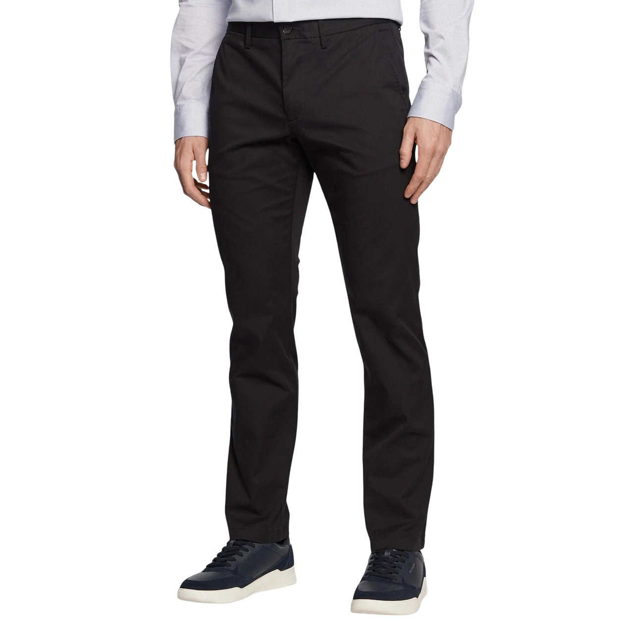 Tommy Hilfiger Pantaloni Uomo Nero Zip Bottone Tasche Anteriori Posteriori Cotone Organico Elastan Autunno Inverno MW0MW25964