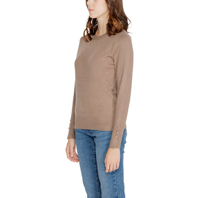 Jacqueline De Yong Maglia Donna Beige Scollo Tondo Manica Lunga Viscosa Poliestere Autunno Inverno 15312026