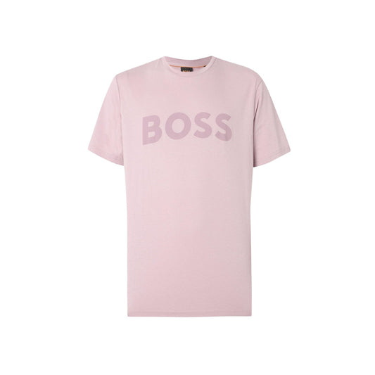 T-shirt Boss uomo rosa in cotone - vista frontale
