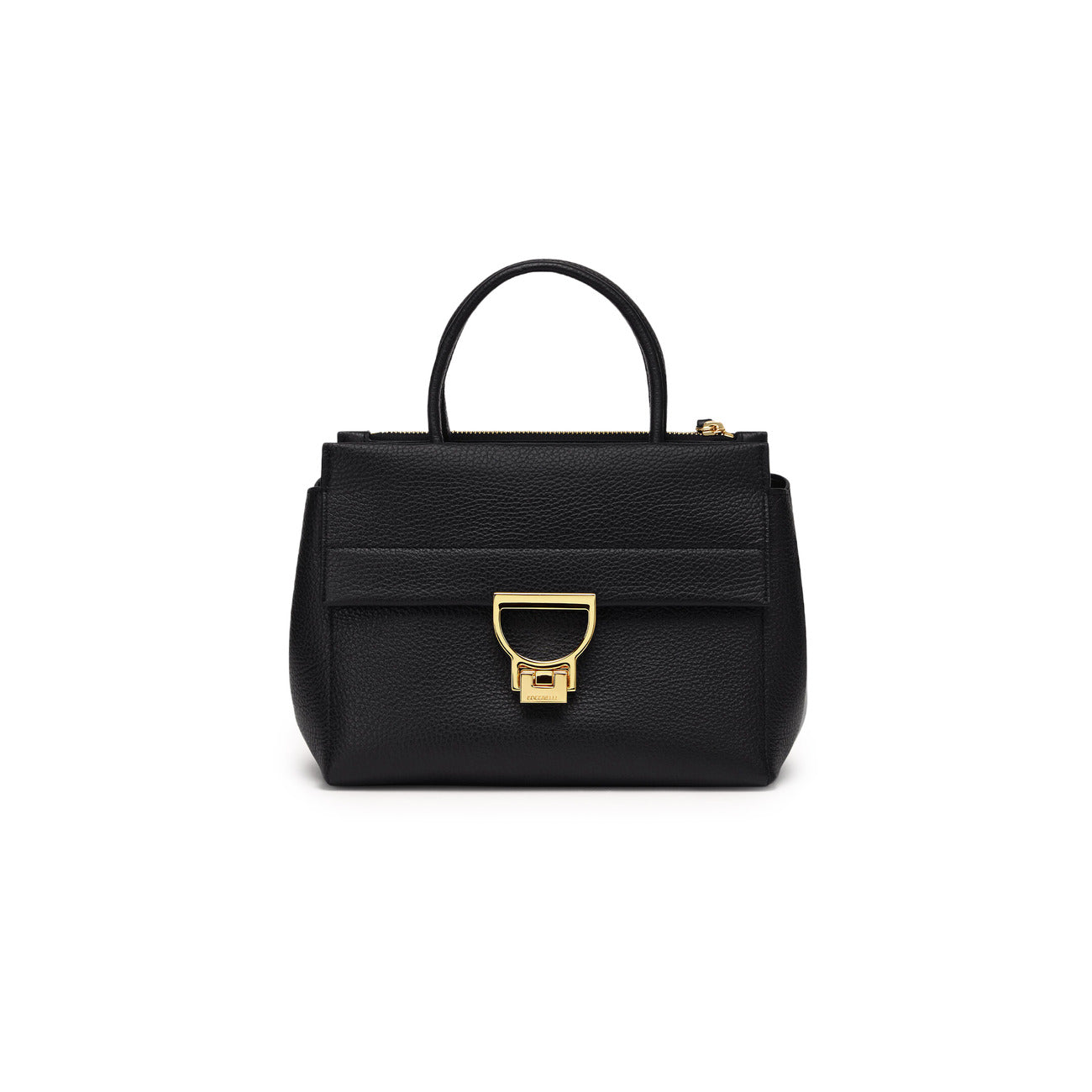 Borsa Coccinelle donna Medium Bag pelle nero E1 MD5 18 01 01. Borsa media da giorno a mano e tracolla in vera pelle con zip, borsa elegante da lavoro e città Made in Italy.