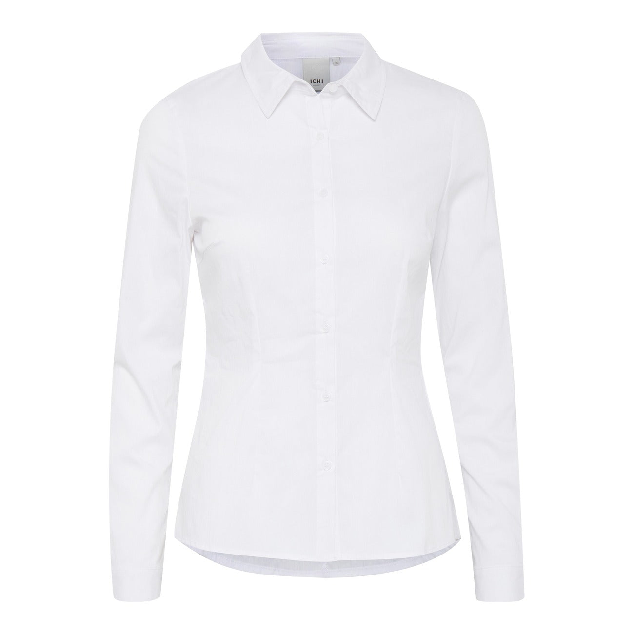 Ichi Camicia Donna Bianco Manica Lunga Bottoni Colletto Classico 68% Cotone 28% Poliammide 4% Elastan Autunno/Inverno 102533