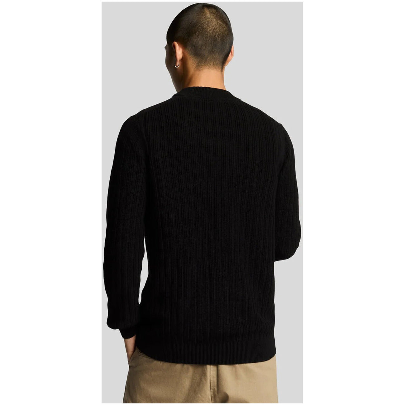 Lyle & Scott Maglia Uomo Nera con Maniche Lunghe Scollo Tondo in Cotone 100% KN2130V