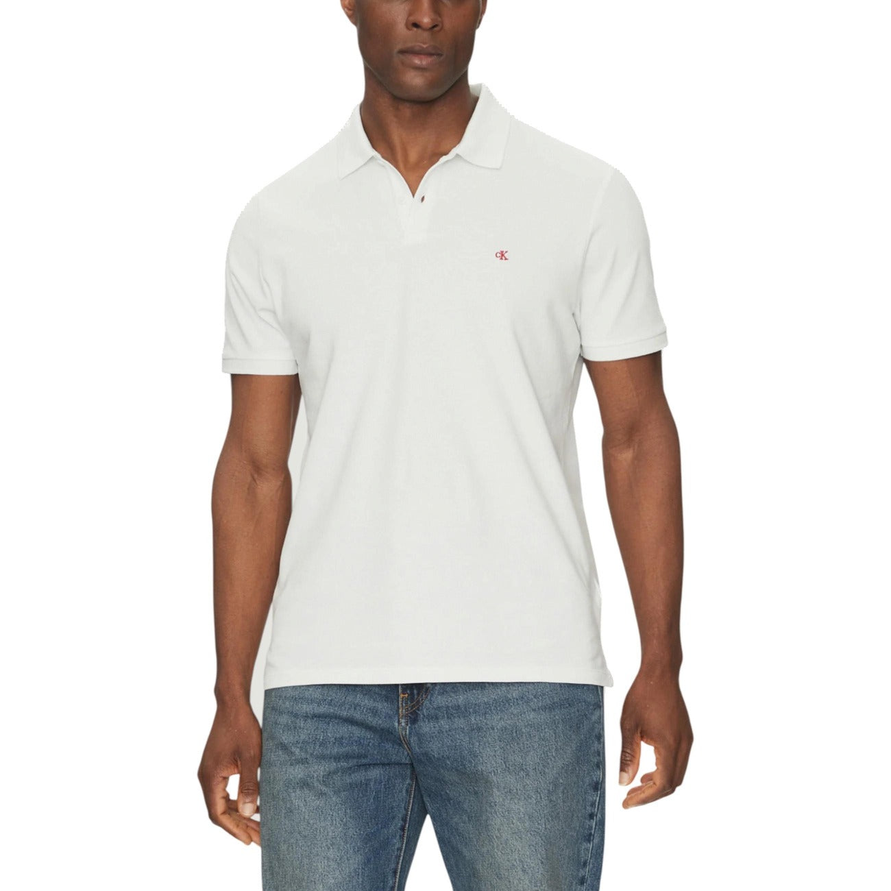 Calvin Klein Jeans Polo Uomo Bianco Bottoni Colletto Polo Scollo Tondo Maniche Corte 100% Cotone Primavera/Estate LV040EM269