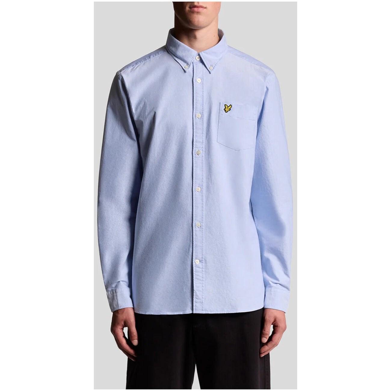 Lyle & Scott Camicia Uomo Blu Manica Lunga Bottoni Colletto Classico Tasca Singola 100% Cotone Primavera/Estate LW2112V