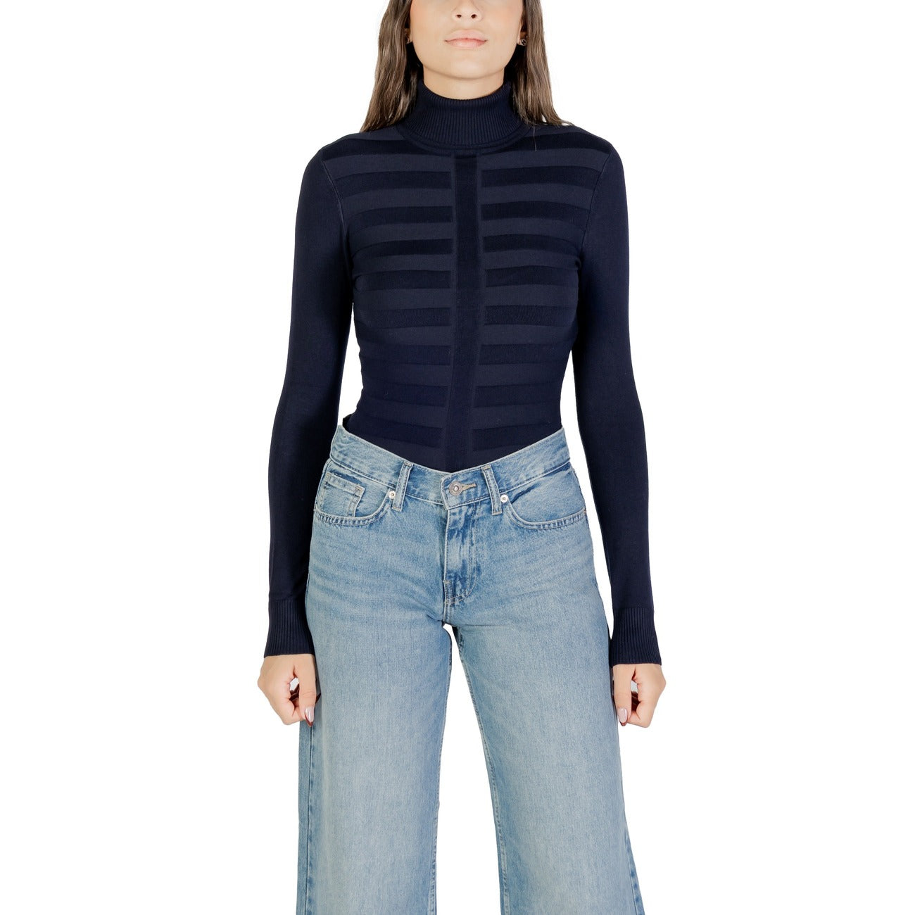 Morgan De Toi Maglia Donna Bianca in 77% Viscosa 23% Poliammide a Manica Lunga con Scollo Alto 252-MENTHYO