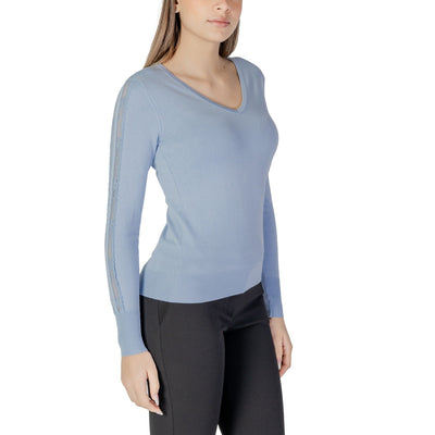 Morgan De Toi Maglia Donna Blu Maniche Lunghe Scollo a V - Maglia Viscosa Poliammide