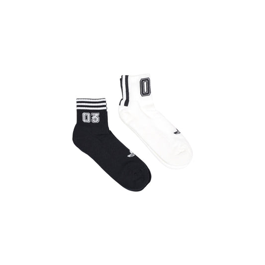 Calzini Adidas Originals 2-Pack; Misto Cotone/Poliestere Riciclato. Grafica "03", tre strisce e logo Trifoglio. Calze unisex 1/4 corte, traspiranti e resistenti. 2 paia 