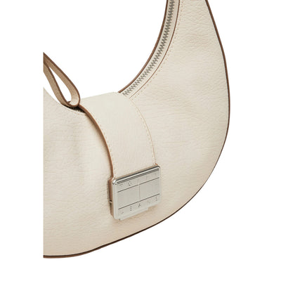 Tommy Hilfiger Borsa Donna Beige con Cerniera Tasche Interne - Borsa Poliuretano 13x25x8cm