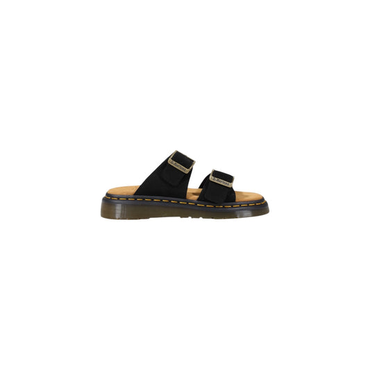 Sandali Dr. Martens Josef; Nero. 100% Pelle scamosciata morbida, doppia fibbia regolabile, cuciture gialle iconiche. Resistenti, comodi e pronti per l'estate.