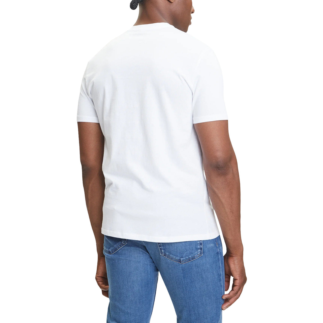Calvin Klein Jeans T-Shirt Uomo Bianco Stampa Manica Corta Scollo Alto Cotone 100% Autunno Inverno LV04RC857G