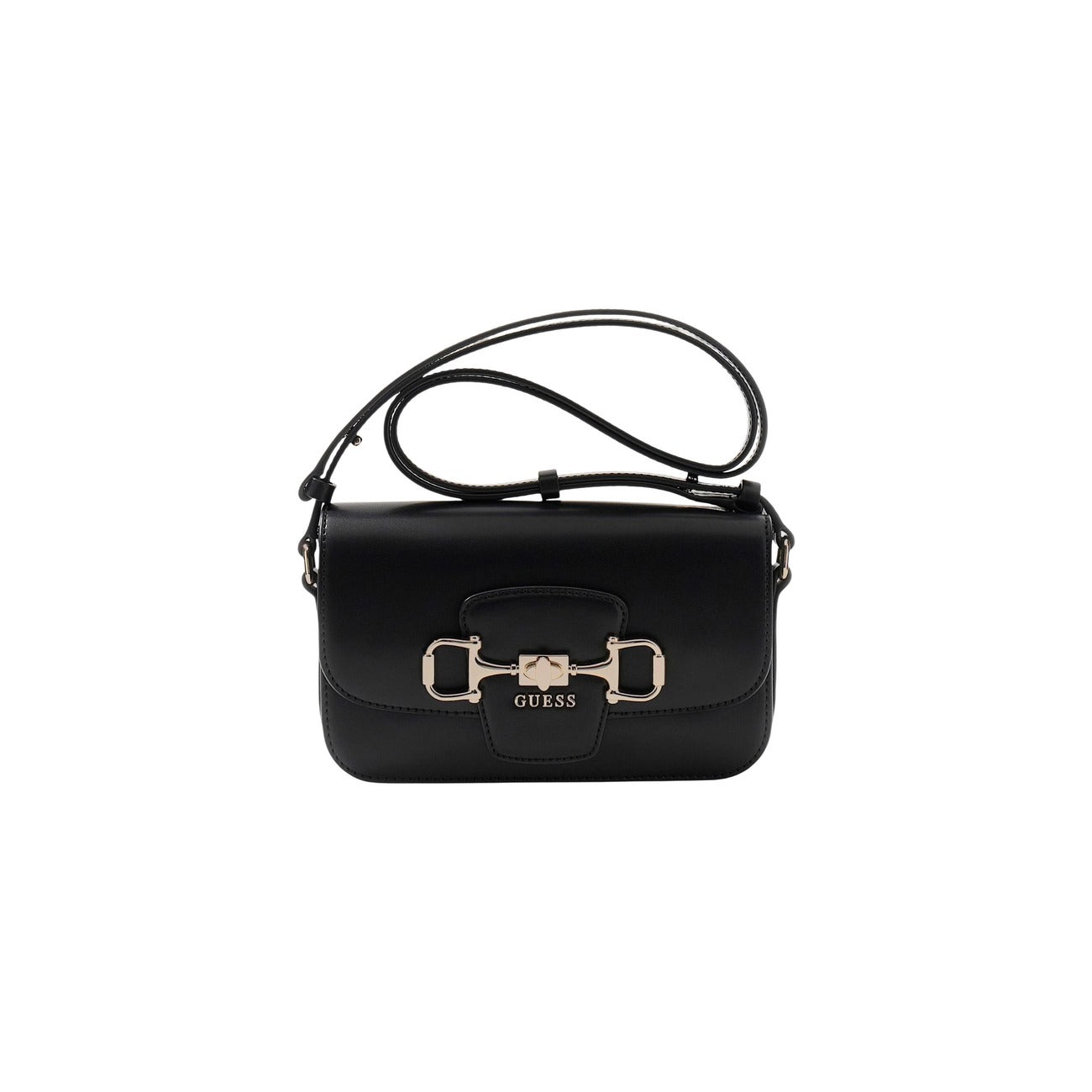 Guess borsa tracolla nera Esterno in similpelle. Con Chiusura a pressione e Finiture dorate.