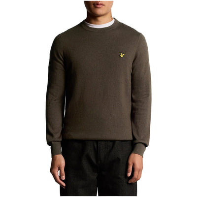 Lyle & Scott Maglia Uomo Blu Scollo Tondo Manica Lunga Cotone Lana Merino Autunno Inverno KN2110VC