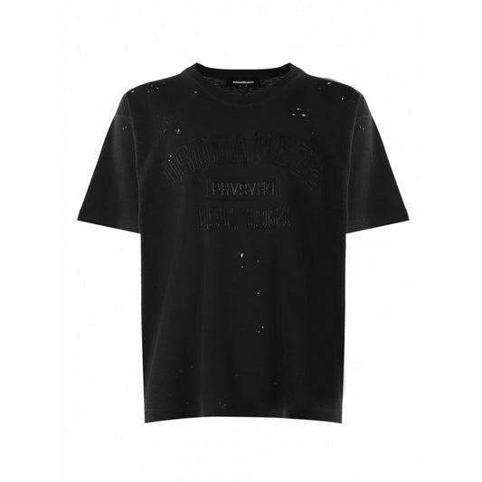 Dsquared T-Shirt Uomo Nera Stampa Manica Corta Scollo Tondo 88% Cotone 12% Viscosa Primavera/Estate B_43948