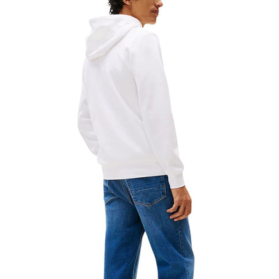 Tommy Hilfiger Felpa Cappuccio Uomo Bianco Stampa Manica Lunga Scollo Tondo Tasche Cotone Organico Poliestere Autunno Inverno MW0MW39586