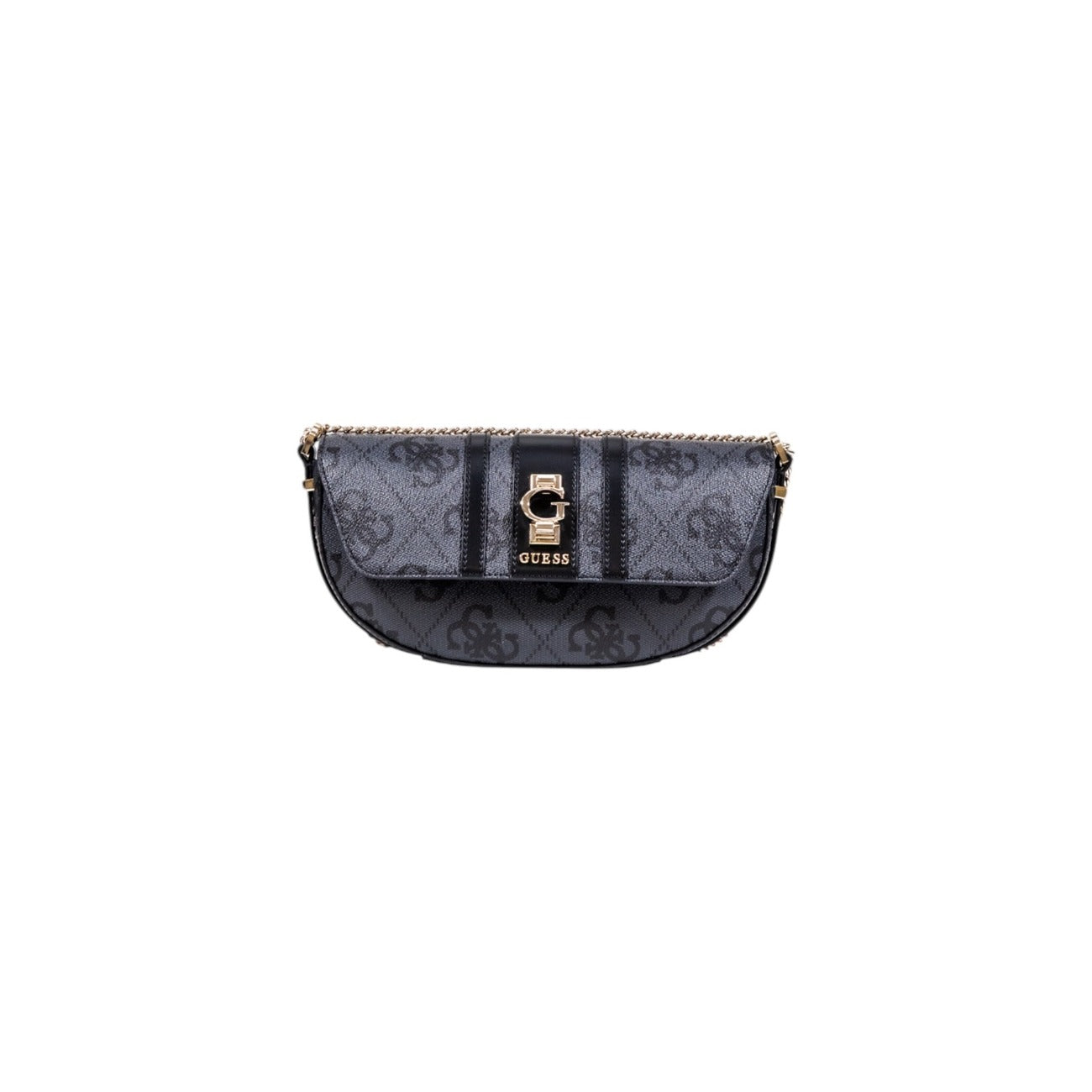 Guess Borsa Donna Grigia con Stampa - Borsa a Tracolla con Bottone e Tasca Interna 28x16x7cm