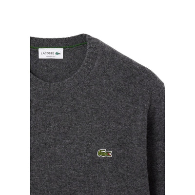 Lacoste Maglia Uomo Grigio Scollo Tondo Manica Lunga Lana 100% Autunno Inverno AH2916-00