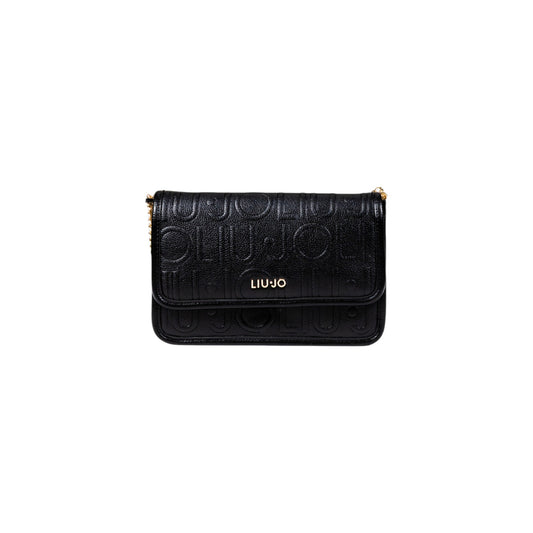 Liu Jo Borsa Donna Nera in Poliuretano 100% a Tracolla con Bottone a Gancio Tasche Interne 23x17x7 cm AF5158 E0538